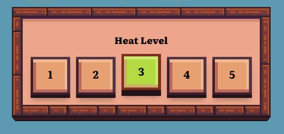 values 1 and 2 lower the heat, 3 keeps the heat stable, 4 and 5 raise the heat