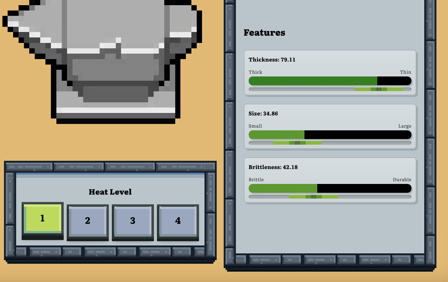 Lining up the Features bars result in a higher quality item